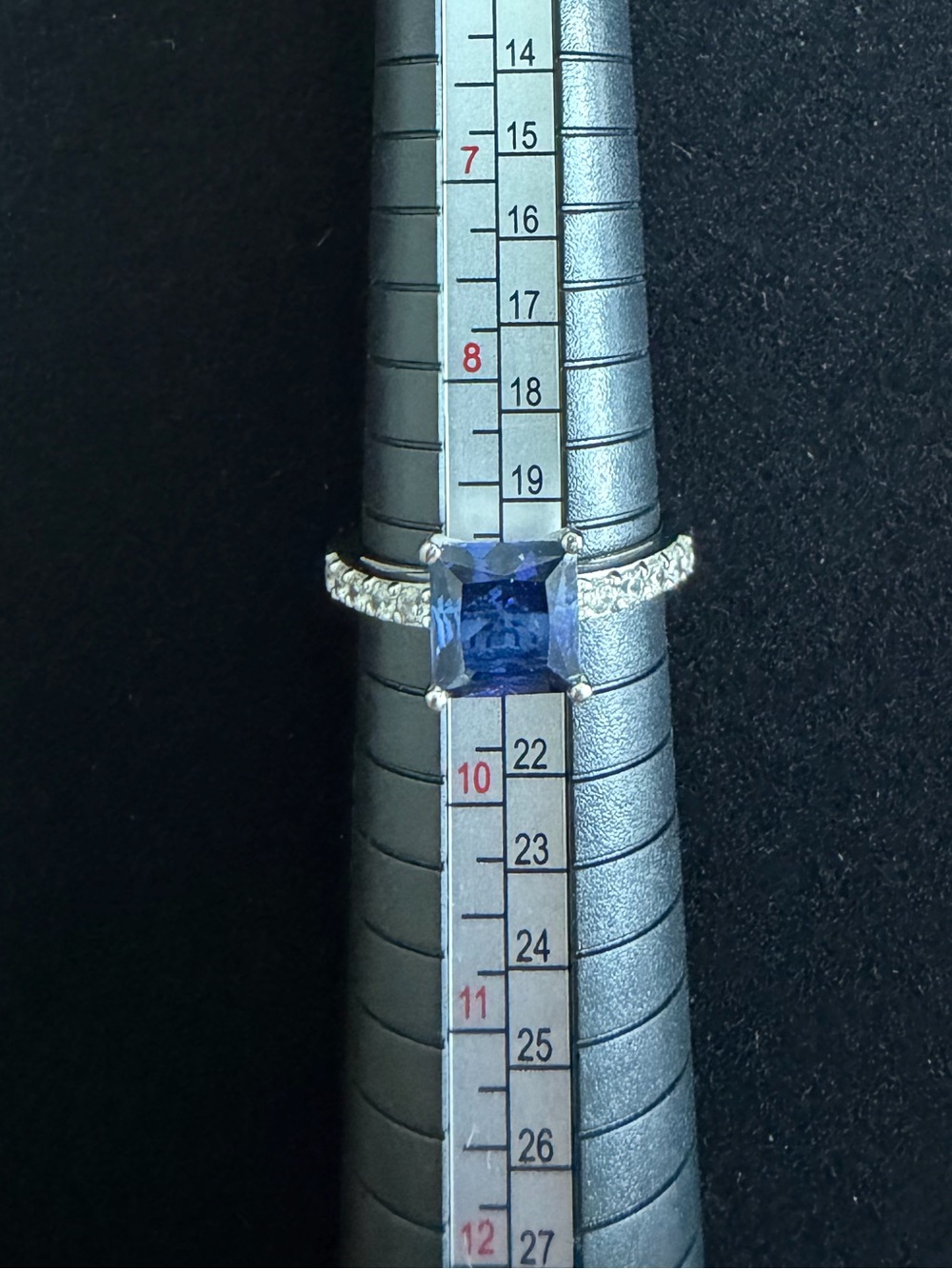 Blue Sapphire-Color Square Ring – Women Jewelry - Sterling Silver